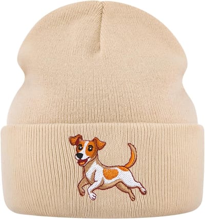 Winterse warme en zachte gebreide hondentrui in beige met koude borduursels - Perfect cadeau voor hondenliefhebbers
