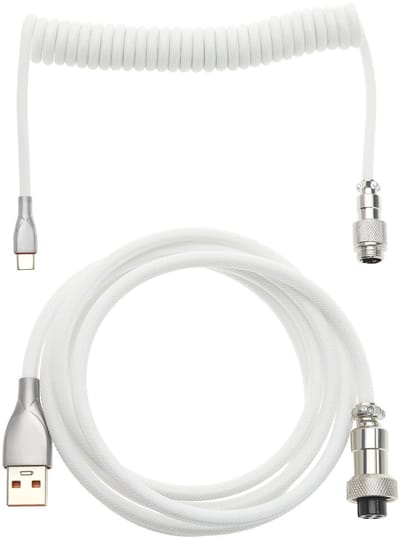 Store_7 - Gevlochten mechanische toetsenbordkabel - USB-C gaming kabel - Duurzaam en flexibel - Wit - USB A naar USB C - Perfect voor gamers - 150 cm