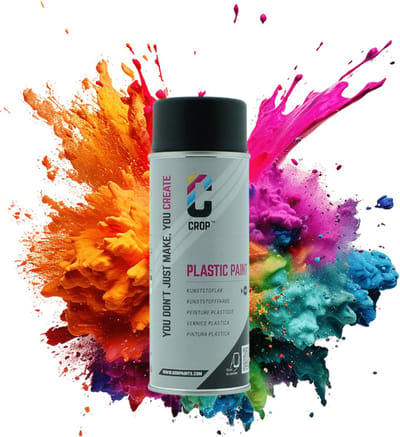 CROP Plastic Paint Spuitbus - Mat Zwart - 400ml - Autolak voor Kunststof - Zonder Primer - Slijtvast en Sneldrogend