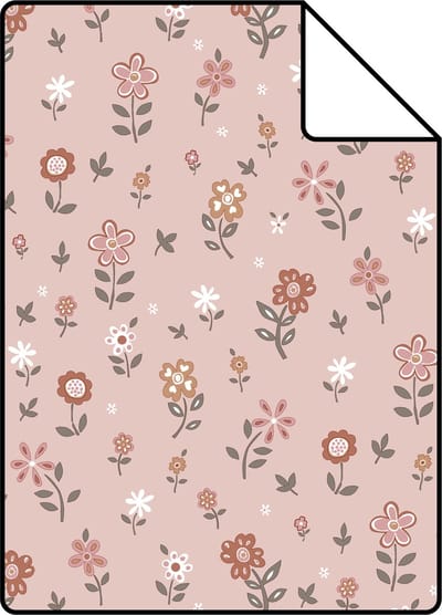 Proefstaal ESTAhome behang bloemetjes zacht roze - 53 cm x 10.05 m - 139288-S