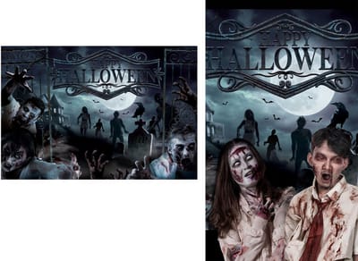 Fiestas Guirca - Backdrop zombie 220 x 150 cm - Halloween - Halloween Decoratie - Halloween Versiering