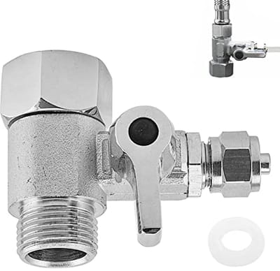SnelShoppen - Tee Hose Shut-off Valve Adapter 3/8 X 3/8 X 1/4 - Waterverbinding T-kraan Adapter - 3-Weg Kogelklep voor 2 Apparaten - Corrosiebestendig