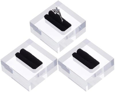 ONF3 - Ring Display Stand - Clear Acryl - Modern Design - Zwart Fluweel - Sieraden Organiseren - Geschikt voor Dames - 4x4x1.9 cm