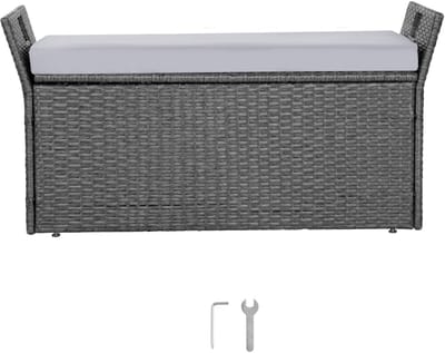 Tuinbank met Opbergruimte PE Rotan 104x45x52cm
