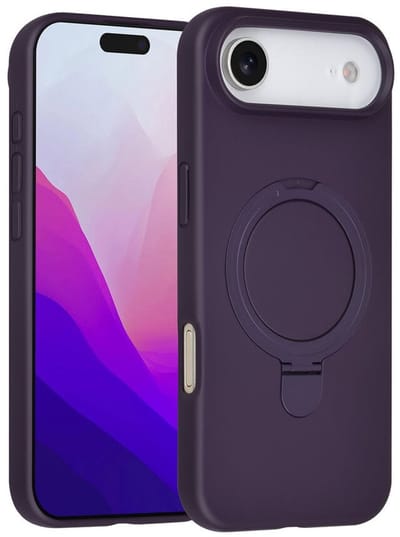 Telefoonhoesje geschikt voor iPhone 17 Air - Magnetische Backcover met Ringstand - Geschikt voor MagSafe-accessoires - FuturiQ - Grape Purple
