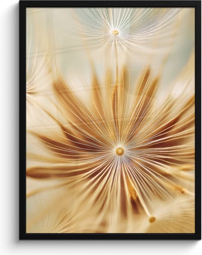 Poster in lijst - Fotolijst 60x80 cm - Posters - Paardenbloem - Beige - Abstract - Modern - Natuur - Posterlijst zwart - Decoratie - Wanddecoratie woonkamer - Muurdecoratie slaapkamer