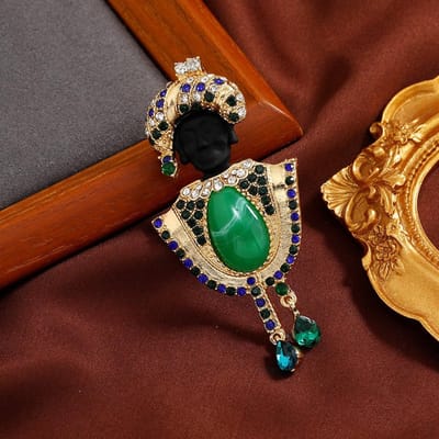 Creatieve Vrouwen Mannen Vintage Sjeik Parel Kwastje Broches Spelden Unisex Klassiek Barok Hars Steen Emaille Speldjes Accessoires black