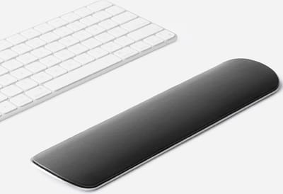 Ergonomische Polssteun voor Toetsenbord - Premium Bureauaccessoires - Ruimtegrijs Aluminium - Zwart Synthetisch Leer