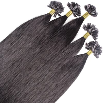hair2heart Premium Extensions Echt haar Bondings glad - 25 strengen 0,8 g 40 cm 4/0 middenbruin