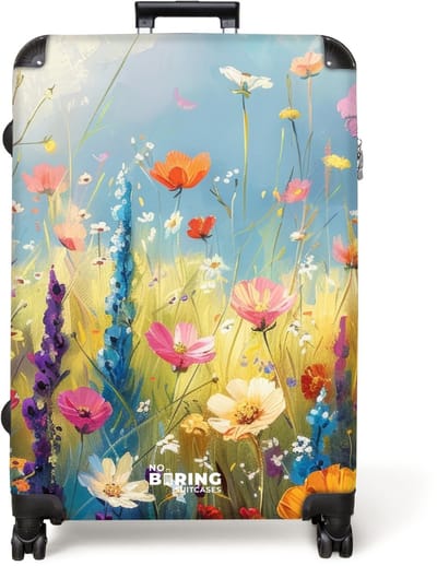 NoBoringSuitcases.com® - Koffer groot - Reiskoffer lichtgewicht - Kleurrijke bloemen - Rolkoffer met 4 wielen - Grote trolley XL - 98 liter bagage