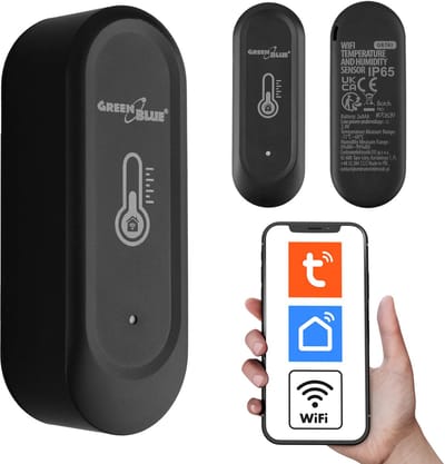 GreenBlue WiFi-buitenvochtigheids- en temperatuursensor, Android/iOS, 3,0 V DC, LR03x2, IP65, GB741
