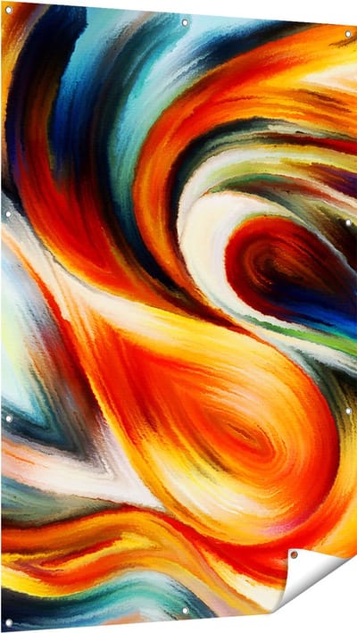 Gards Tuinposter Abstracte Kunst van Kleurrijke Verf - 100x150 cm - Tuindoek - Tuindecoratie - Wanddecoratie buiten - Tuinschilderij