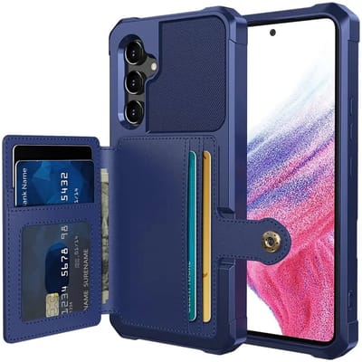 Portemonnee Hoesje Geschikt voor Samsung Galaxy A54 - Back Cover met Pasjeshouder - Telefoonhoesje voor Pinpas - Kaarthouder op Achterkant - Case met Magneet voor Auto Houder Donkerblauw