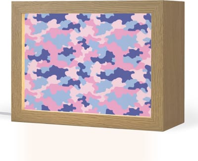 Nachtlampje 20x15 cm - Kinder lampje - Camouflage - Patroon - Donkerblauw - Tafellamp kinderkamer - Slaapkamer lamp - Bedlamp kinderen - Kinderlampje stopcontact - Wandlamp babykamer - Nachtlampjes
