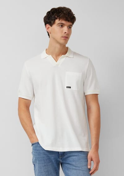 s.Oliver - male - Piqué poloshirt in tweekleurige look met borstzakje