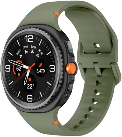 Strap-it Siliconen bandje met gespsluiting geschikt voor Samsung Galaxy Watch 9 (40/44mm) / Watch 8 (40/44mm) / 8 Classic (46mm) - legergroen