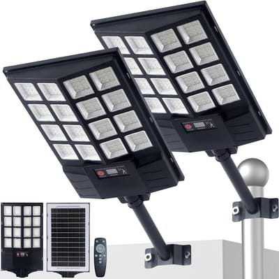 Zonnepaneel Lampen - Buitenverlichting Tuin - Veiligheid Verlichting - Bewegingssensor Ingebouwd - 2 stuks - Zwart