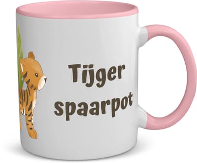 Akyol - tijger spaarpot koffiemok - theemok - roze - Tijger - dieren liefhebbers - leuke cadeau voor iemand die van houdt van tijgers - verjaardagscadeau - kado - gift - 350 ML inhoud