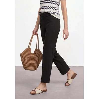 Broek met High Waist en rechte pijpen in casual pasvorm