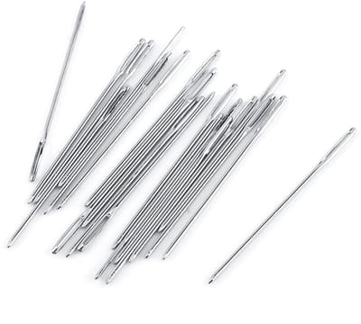 Dailygoods- Breinaalden Set 20 Stuks - Grote Ogen - Stompe Punt - Voor Naaien/Borduren - Metaal - Naaldlengte 5,2 cm - Naalden