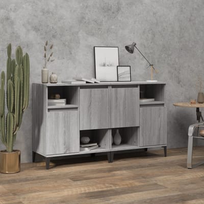 vidaXL - Dressoirs - 2 - st - 60x35x70 - cm - bewerkt - hout - grijs - sonoma - eikenkleur
