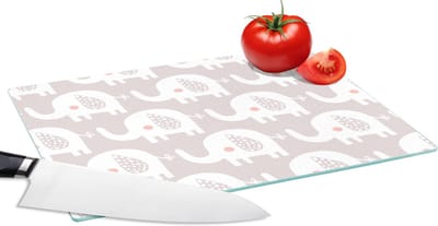 Glazen Snijplank - 28x20 - Olifant - Design - Stippen - Snijplanken Glas