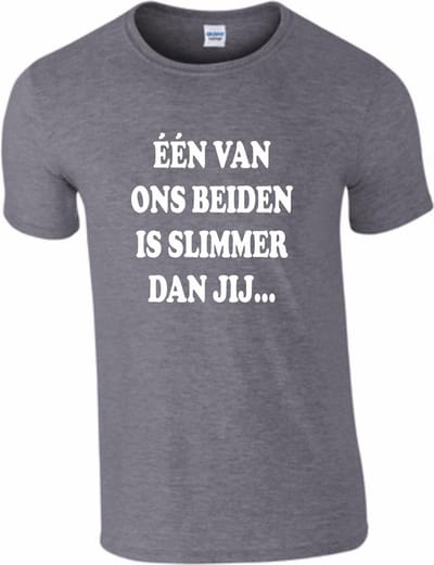 T-Shirt Heren t-shirt - Slimmer dan jij - Large - Grijs - Bedrukte t-shirts