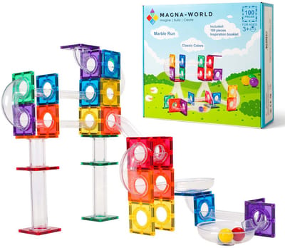 Magna-World® Magnetische Knikkerbaan 100-delig - Magnetic Tiles - Magna Tiles - Magnetisch Speelgoed – Marble Run - Magnetische Tegels - Speelgoed voor 3 t/m 12 Jaar