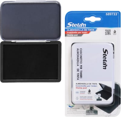 Decopatent - Stempelkussen Zwart - Met Deksel - Voor het Stempelen van Stempels - Stempelkussens met Zwarte stempelinkt - STELAM Stempel kussen - Stamp Pad Black - Inktkussen - Voor Volwassenen en kinderen - Afm: 12 x 8 x 1.3 Cm