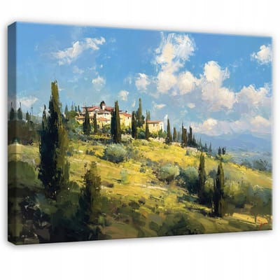 WALLARENA - Schilderij op canvas - 100x70 cm - Landschap bergen natuur - Geschikt voor slaapkamer, woonkamer, keuken