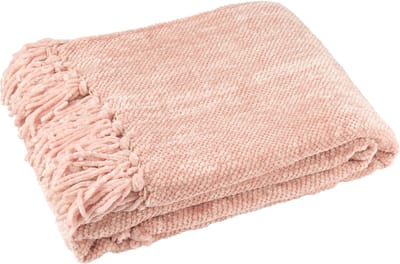 J-Line deken Chenille - polyester - roze