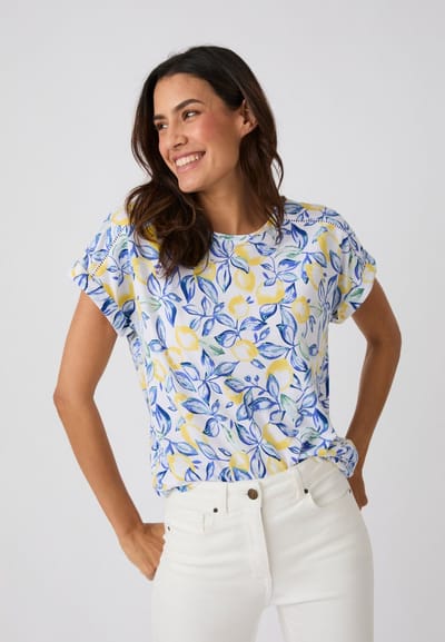 Damart - Climatyl T-shirt met dagdetail en schouderaccenten - Dames - Wit - S
