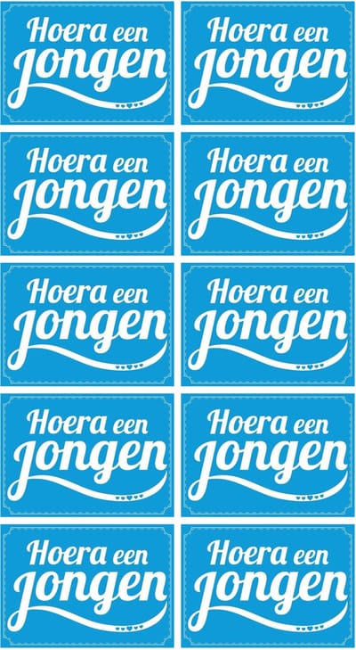 Hoera een jongen ansichtkaart - 10x - wenskaart - geboren - kraamcadeau - A5 formaat - extra groot - kaartje sturen
