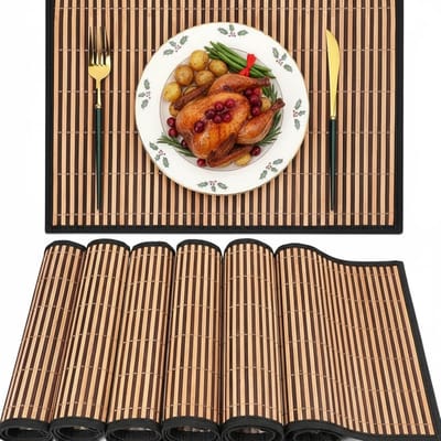 Placemats Set - Tafelmatten Bamboe - Eettafel Beschermen - Hittebestendig Wasbaar - 6 Stuks 45x30cm - Natuurlijk