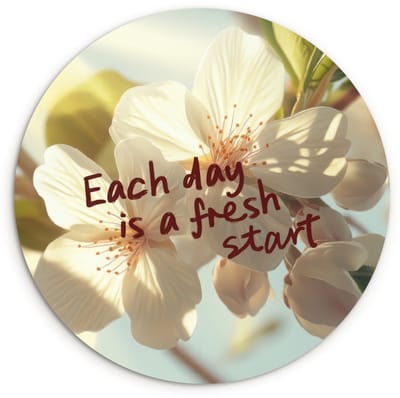 WallCircle® Wandcirkel 120x120 cm - Muurcirkel Bloesems - Zonlicht - Quote - Wit - Muurdecoratie woonkamer - Wanddecoratie slaapkamer - Kamer decoratie accessoires - Ronde schilderijen XXL