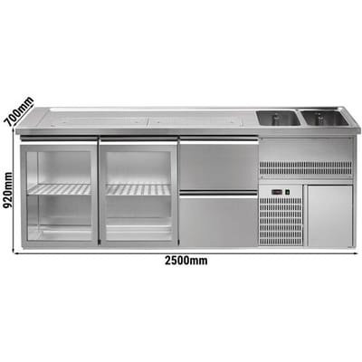 GGM Gastro Biertheke Premium PLUS - 2500x700mm - 2 Glastüren & 2 Schubladen