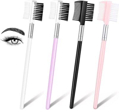 Set van 4 Mascara Wimperkammen en Wenkbrauwborstels voor Verwijderen Klontjes en Styling
