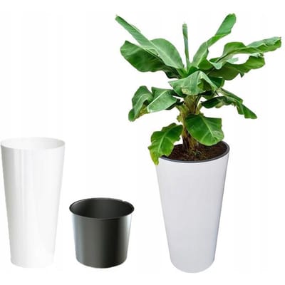 Bloempot Buiten Hoog Rond Tubus Slim Shine 25cm WIT Prosperplast