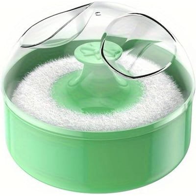 1 st Draagbare Navulbare Poederdoos voor Na het Baden Zachte Spons Poederdons Cosmetische Pot voor Gezicht Lichaam Talk Make-up Opbergrek groen