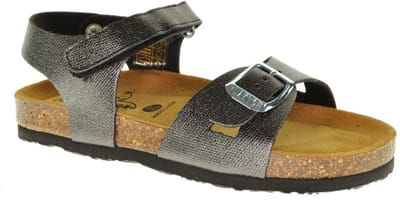 Plakton Lederen Meisjessanaal Zwartglitter Gesp En Velcro maat 24