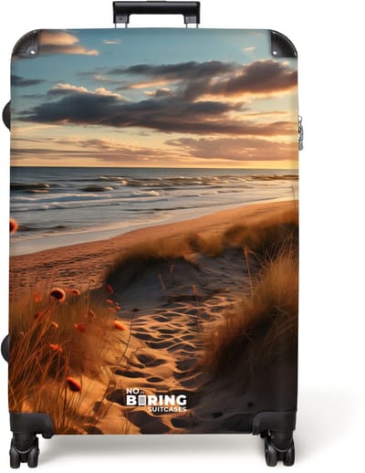 NoBoringSuitcases.com® - Koffer groot - Reiskoffer lichtgewicht - Strand met helmgras - Rolkoffer met 4 wielen - Grote trolley XL - 98 liter bagage