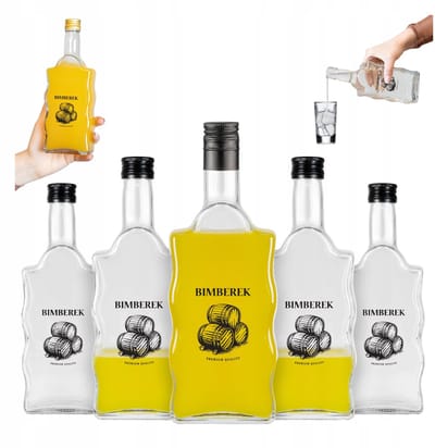 Bimberek Fala Serie - Glazen Flessen - 500ml - Voor Bimber - Uniek Golvend Ontwerp