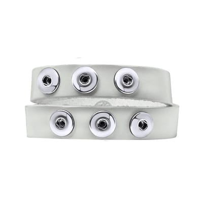 Quiges Dames Leren Armband voor 12mm Drukknopen/Chunks Wit - EBK044