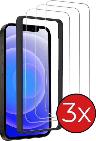 Screenprotector - 3 Stuks - Geschikt voor Apple iPhone 12 - Met Installatie Frame - Beschermglas - Gehard Glas - Tempered Glass - Screen Protector