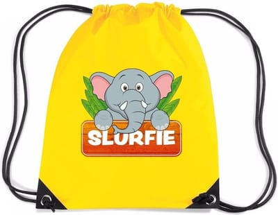 Slurfie de Olifant rijgkoord rugtas / gymtas - geel - 11 liter - voor kinderen
