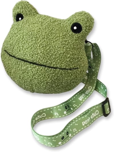 Schattige schoudertas met afneembare kikker sleutelhanger, pluche handtas voor tienermeisjes en kinderen, trendy dameshobo tas