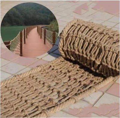 Klimnet voor kinderen - Speelnet touw - Actief spelen - Versterkte randen - 2 x 3 m - Natuurlijk bruin