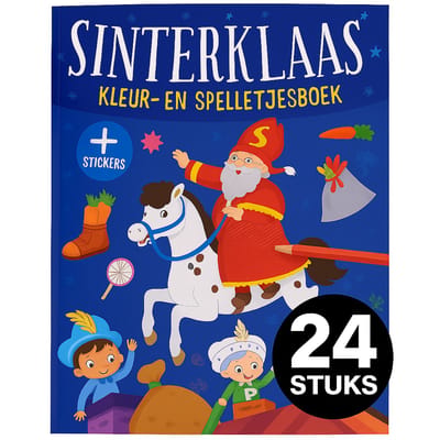 24x Sinterklaas Kleur- en Doeboek – Grote Voordeelset voor Scholen & Groepen – 128 Pagina’s + 2 Stickervellen – Sinterklaas Thema – Vanaf 3 Jaar – Creatieve Kleur- & Spelletjesboeken