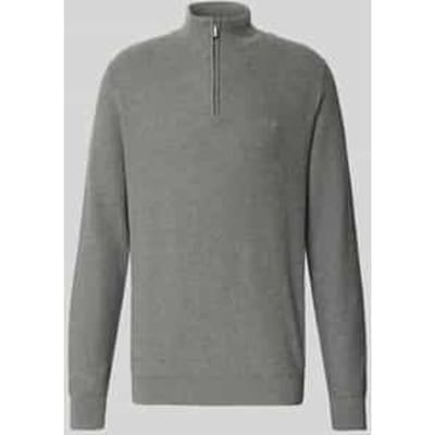 Fynch-Hatton Trui Troyer Zip Fine Allover Texture Steel / male