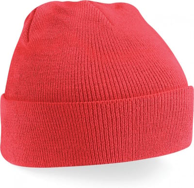 Gebreide muts polyester koraalrood